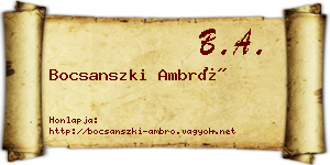 Bocsanszki Ambró névjegykártya